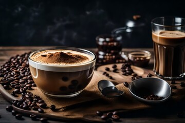 Wall Mural - cup of coffee and beans