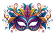 Ornate carnival mask or Venetian mask on transparent background.