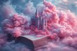 Pink Castle in the Sky: A Dreamy, Cloudy, and Pinkish Fantasy Generative AI