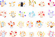 Phone confetti icons set cartoon vector. Party smart. Gadget screen win