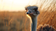 Portrait Of A Ostrich Head Close Up