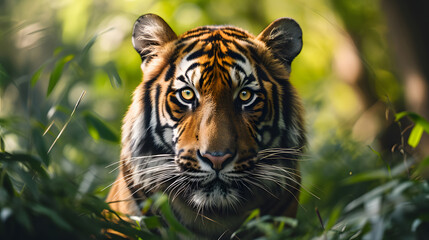 Poster - tiger in the grass in a jungle