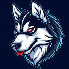 Poster - Flat Logo Vector of a Husky Dog