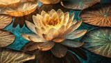 Fototapeta Łazienka - Tapeta, ilustracja z kwiatem lotosu na wodzie