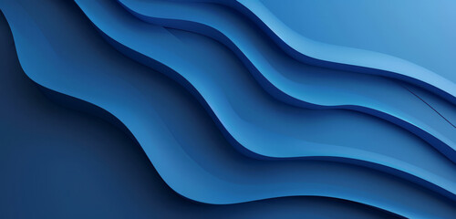 Canvas Print - Flowing blue curves in a serene abstract design.