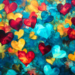 Colorful heart background, alcohol ink texture, love design