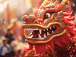 Closeup traditional chinese wooden dragon head, Chinese festival