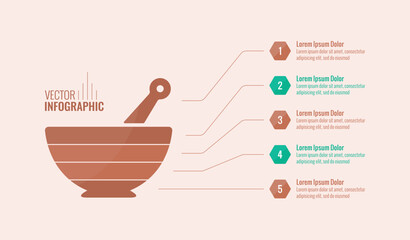 brown mortar infographic template. five level information template. science infographic template