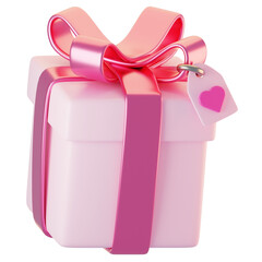 Poster - 3d rendering pink gift box icon with cartoon style. Valentine day icon concept