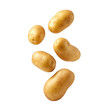 Falling potatoes Isolated on white background