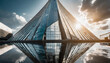 © Dressers zone - futuristic skyscraper with a unique, asymmetrical design, reflecting sunlight on its glass facade