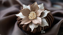 Chocolate Dessert In The Shape Of A Flower, Dark Chocolate Coated, Garnished