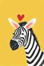 Lovely Wildlife Illustration Featuring A Zebra And Heart.