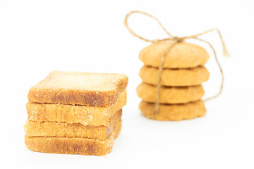 Poster - cookies or biscuits, traditional dessert, nutrition snack, dessert or breakfast food isolated on white background