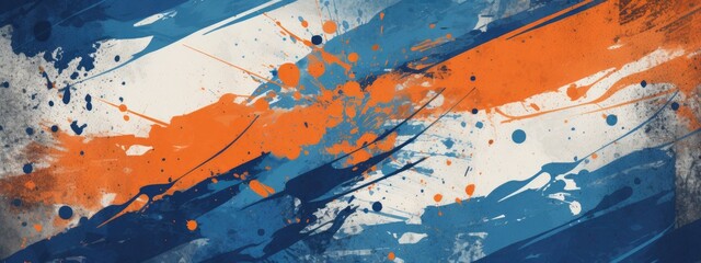 Wall Mural - Vibrant royal blue and orange grunge textures for poster and web banner design, perfect for extreme, sportswear, racing, cycling, football, motocross