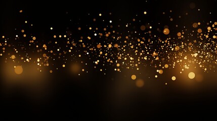 Wall Mural - abstract bokeh and golden particles background overlay wallpaper black backdrop shinning giltter dots