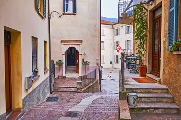 Canvas Print - The narrow street, Castagnola, Ticino, Switzerland