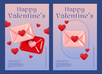 Poster - Happy valentine's day greeting card template. Valentine's day vector illustration