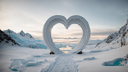 snow in shape of heart