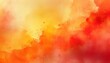 colorful watercolor background texture distressed paint spatter and grunge in bright orange red yellow and beige colors on watercolor paper texture hot fiery vibrant colors