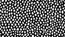 Seamless Hand Drawn Small Dense Polkadot Animal Spots Pattern In White On Black Background Abstract Aboriginal Dot Art Motif Or Organic Cellular Texture In A Trendy Doodle Line Art Or Linocut Style
