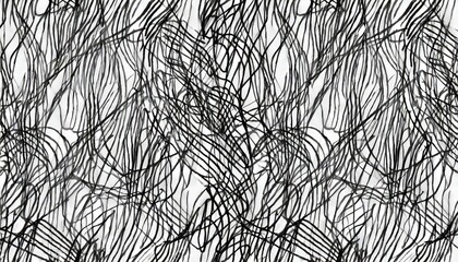 Wall Mural - seamless abstract chaotic ink pen or marker scribble background texture hand drawn fun playful trendy childish squiggly doodle drawing line art backdrop bold black isolated pattern overlay