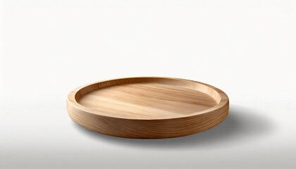 Wall Mural - wooden dish on white food or product podium