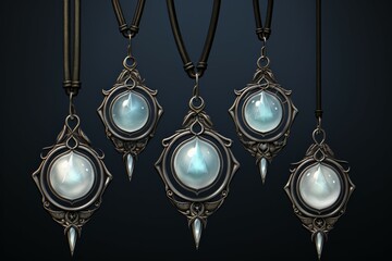 Wall Mural - Mystical moonstone amulets, imbued with lunar energy and offering protection from dark forces - Generative AI