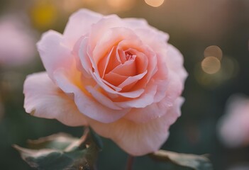 Poster - there is a pink rose that has been photographed with the light behind it