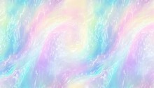 Seamless Trendy Iridescent Rainbow Foil Texture Soft Holographic Pastel Unicorn Marble Background Pattern Modern Pearlescent Blurry Abstract Swirl Illustration