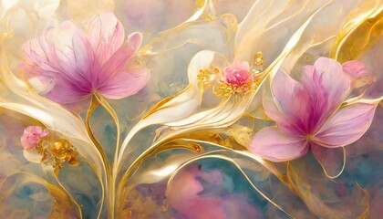 Wall Mural - floral and abstract liquid texture background