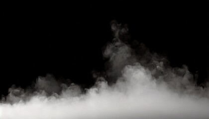 Wall Mural - a cloud of white smoke on a black background thin smoke some areas of which seem thicker than othersthick fog that expands over the surface