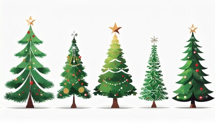 Canvas Print - flat design vector christmas tree icon set christmas tree collection christmas tree set in flat design vector illustration