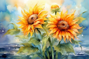 Canvas Print - Radiant Sunflowers - Generative AI