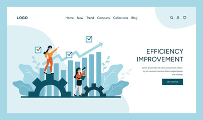 Poster - Efficiency Improvement concept. Dynamic process optimization and productivity growth in corporate operations. Flat vector illustration