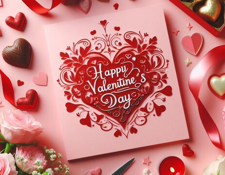 Calligraphy banner with a heart for Valentine's Day