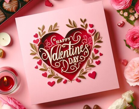 Calligraphy banner with a heart for Valentine's Day