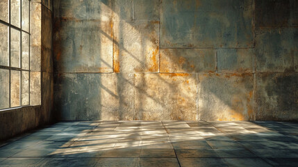 Wall Mural - The texture of the concrete wall with overflows of light and shadows, creating a visual volume and
