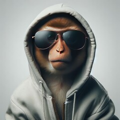 Sticker - a monkey with a hood and sunglasses
