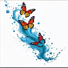 butterflies and water splash