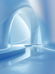 Wall Mural - Gentle blue curves flowing smoothly in a tranquil minimalist abstract design.