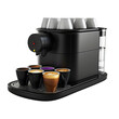 Coffee pod brewing station on transparent background