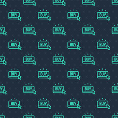 Poster - Green line Buy button icon isolated seamless pattern on blue background. Vector