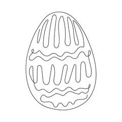 Sticker - Easter egg with a pattern. Continuous one line drawing. Vector illustration on white background. Minimalist. Design element. Ideal for icon, logo, print, Easter decoration, coloring book, greeting