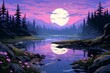 Serene twilight lakes - Generative AI