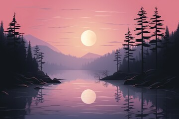 Poster - Serene twilight lakes - Generative AI