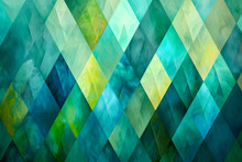 Background With A Pattern Of Overlapping Diamonds In Shades Of Green And Blue