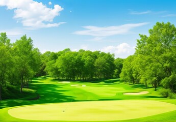 Wall Mural - Green scenery golf course