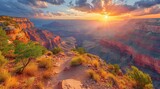 Fototapeta  - Sunset over Big Canyon inspired by National Park in Arizona