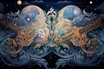 Wall Mural - Harmonious celestial harmonicas - Generative AI